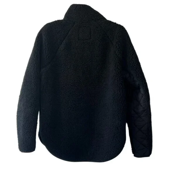 Women's Abercrombie & Fitch Black Asymmetrical Fleece Quilted Coat Size Small - Picture 4 of 5